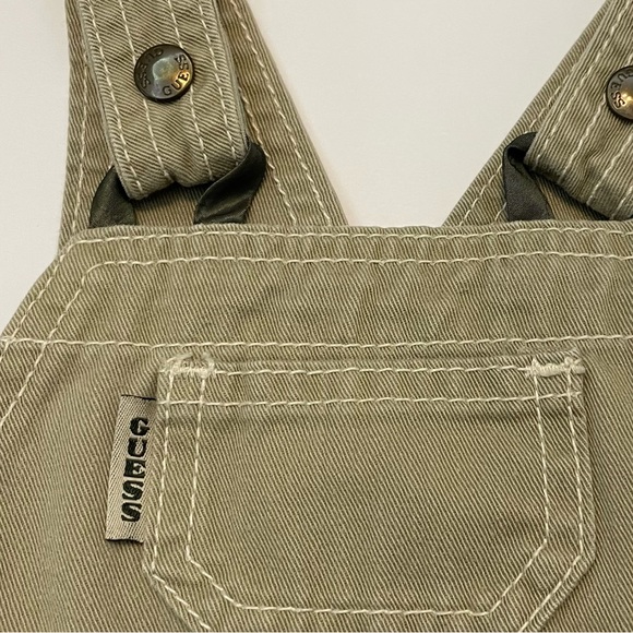 Baby Guess Infant Boys Khaki Green Overalls Sz 6 months - Picture 3 of 6